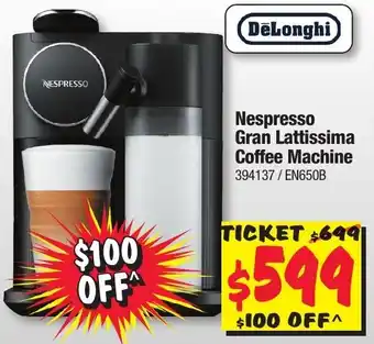 JB Hi-Fi DeLonghi Nespresso Gran Lattissima Coffee Machine offer