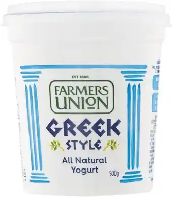 Woolworths Farmers Union Greek Style Yogurt 500g offer
