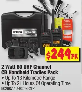 JB Hi-Fi Uniden 2 Watt 80 UHF Channel CB Handheld Tradies Pack offer