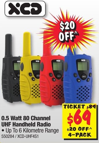 JB Hi-Fi XCD 0.5 Watt 80 Channel UHF Handheld Radio offer