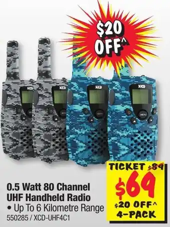 JB Hi-Fi XCD 0.5 Watt 80 Channel UHF Handheld Radio offer