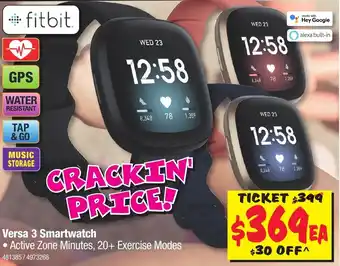 JB Hi-Fi Fitbit Versa 3 Smartwatch offer