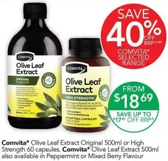 Terry White Comvita Olive Leaf Extract Original 500ml or High Strength 60 Capsules offer