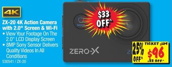 JB Hi-Fi Zero-X ZX-20 4k Action Camera with 2.0" Screen & Wi-Fi offer