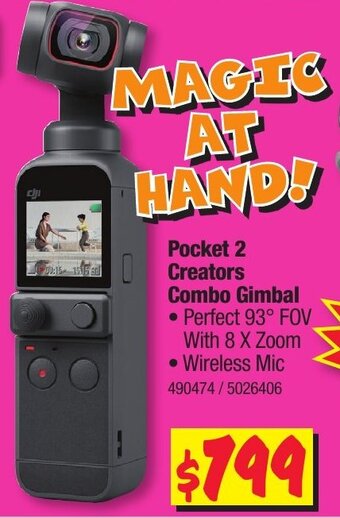 JB Hi-Fi DJI Pocket 2 Creators COmbo Gimbal offer