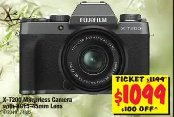 JB Hi-Fi Fujifilm X-T200 Mirrorless Camera with XG15-45mm Lens offer