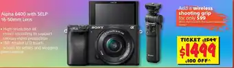 JB Hi-Fi Sony Alpha 6400 with Selp 16-50mm Lens offer