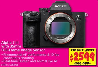 Sony Alpha 7 III with 35mm Full-Frame Image Sensor