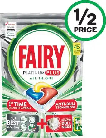 Woolworths Fairy Platinum Plus Dishwasher Tablets Pk 45 offer