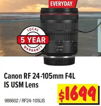 JB Hi-Fi Canon RF 24-105mm F4L IS USM Lens offer