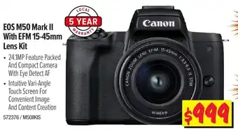 Canon EOS M50 Mark II with EFM 15-45mm Lens Kit
