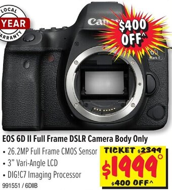 JB Hi-Fi Canon EOS 6D II Full Frame DSLR Camera Body Only offer