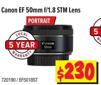 JB Hi-Fi Canon EF 50mm F1.8 STM Lens offer