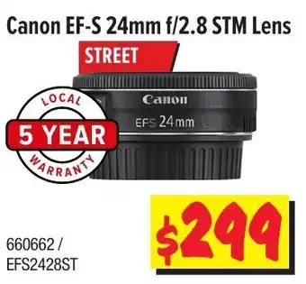 JB Hi-Fi Canon EF-S 24mm F2.8 STM Lens offer