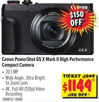JB Hi-Fi Canon PowerShot G5X Mark II High Performance Compact Camera offer