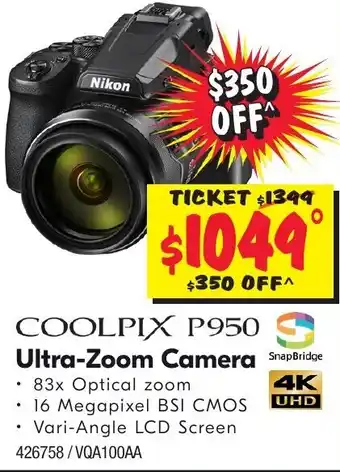 JB Hi-Fi Nikon Coolpix P950 Ultra-Zoom Camera offer