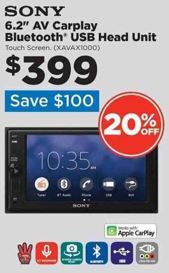 Repco Sony 6.2" AV Carplay Bluetooth USB Head Unit offer
