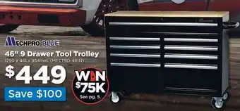 46" 9 Drawer Tool Trolley