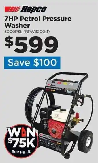 Repco 7HP Petrol Pressure Washer offer