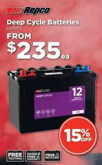 Repco Deep Cycle Batteries offer