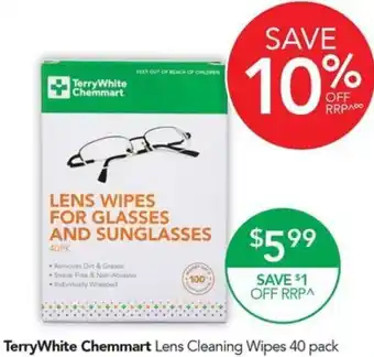 Terry White Terry White Chemmart Lens Cleaning Wipes 40 pack offer