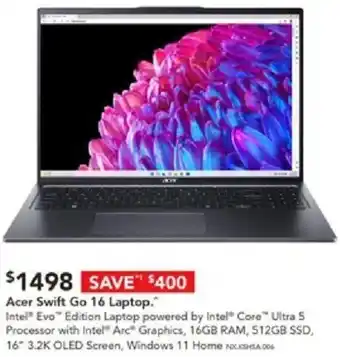 Harvey Norman Acer Swift Go 16 Laptop offer