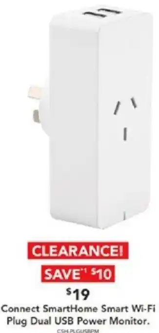 Harvey Norman Connect SmartHome Smart Wi-Fi Plug Dual USB Power Monitor offer