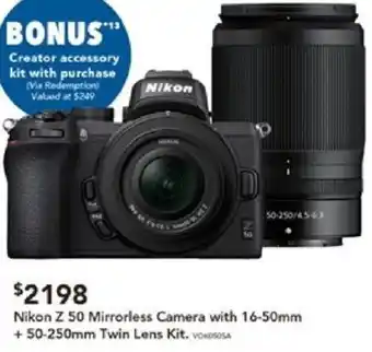 Harvey Norman Nikon Z 50 Mirrorless Camera with 16-50mm + 50-250mm Twin Lens Kit offer