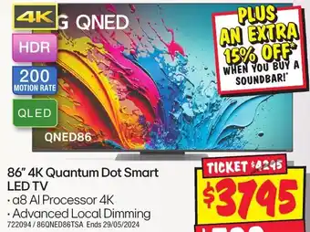 JB Hi-Fi 86" 4K Quantum Dot Smart LED TV offer