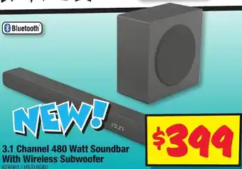 JB Hi-Fi 3.1 Channel 480 Watt Soundbar With Wireless Subwoofer offer