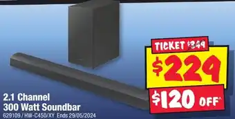 JB Hi-Fi 2.1 Channel 300 Watt Soundbar offer