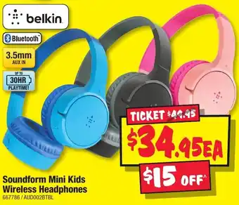 JB Hi-Fi Soundform Mini Kids Wireless Headphones offer