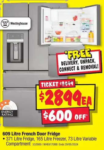 JB Hi-Fi 609 Litre French Door Fridge offer