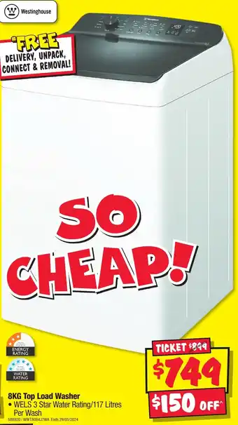 JB Hi-Fi 8KG Top Load Washer offer