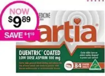 cartia DUENTRIC COATED LOW DOSE ASPIRIN 100 mg
