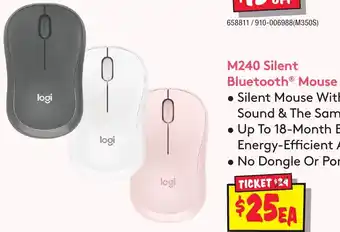 JB Hi-Fi M240 Silent Bluetooth Mouse offer