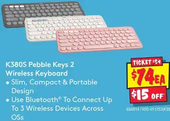 JB Hi-Fi K380S Pebble Keys 2 Wireless Keyboard offer