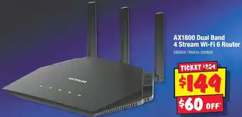 JB Hi-Fi AX1800 Dual Band 4 Stream Wi-Fi 6 Router offer