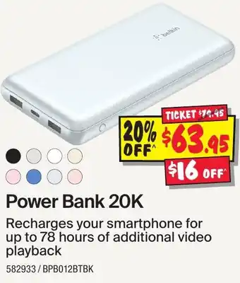 JB Hi-Fi Power Bank 20K offer