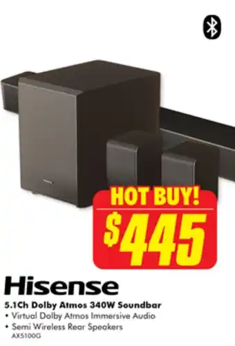 The Good Guys Hisense 5.1Ch Dolby Atmos 340W Soundbar offer