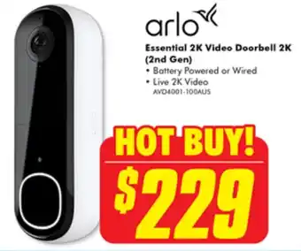 The Good Guys arlo Essential 2K Video Doorbell 2K (2nd Gen) offer