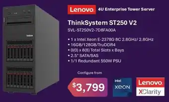 Lenovo. 4U Enterprise Tower Server ThinkSystem ST250 V2