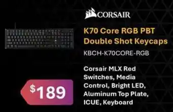 Leader Computers K70 Core RGB PBT Double Shot Keycaps offer
