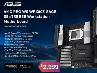 Leader Computers ASUS AMD PRO WS WRX90E-SAGE SE STR5 EEB Workstation Motherboard offer