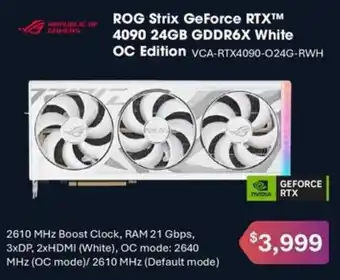 Leader Computers ROG Strix GeForce RTX 4090 24GB GDDR6X White OC Edition offer