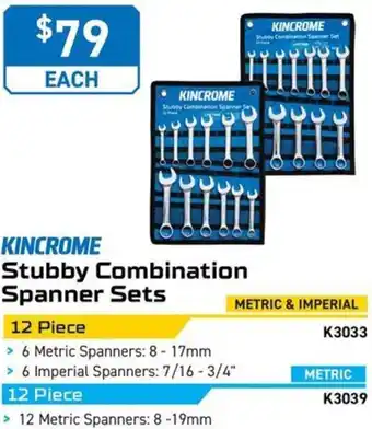 Kincrome KINCROME Stubby Combination Spanner Sets 12 Piece offer