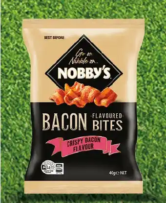 IGA Nobby's Flavoured Bacon Bites 40g or Spicy BBQ Pork Crackle 50g offer