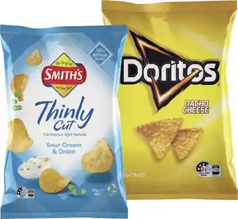 IGA Smith’s Thinly Cut Chips or Doritos Corn Chips 150‑175g Selected Varieties offer