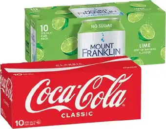 IGA Coca‑Cola, Sprite, Fanta or Mount Franklin Lightly Sparkling 10x375mL Selected Varieties offer