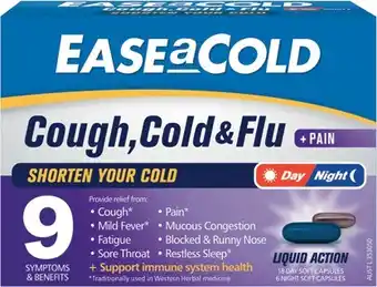 IGA Ease a Cold Cough, Cold & Flu Day & Night Softgel Capsules 24 Pack offer